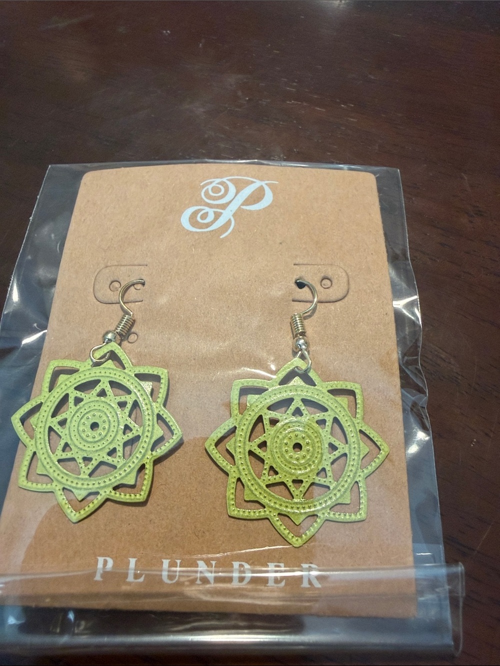 Plunder Chartreuse Filigree Mandala Drop Earring